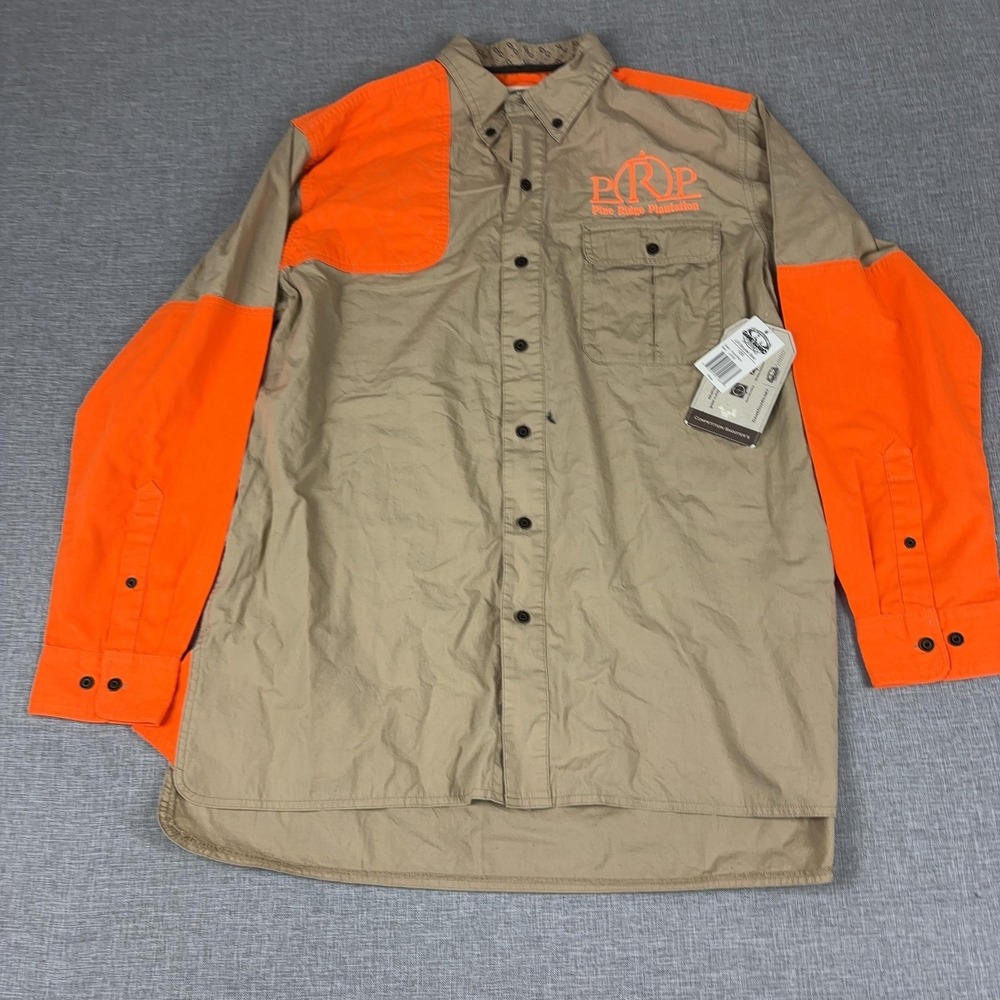 Game Guard Outdoors Shirt Mens L Beige Khaki Blaze Long Sleeve Shooter Button Up